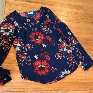 Van Heusen Navy Floral Blouse size M